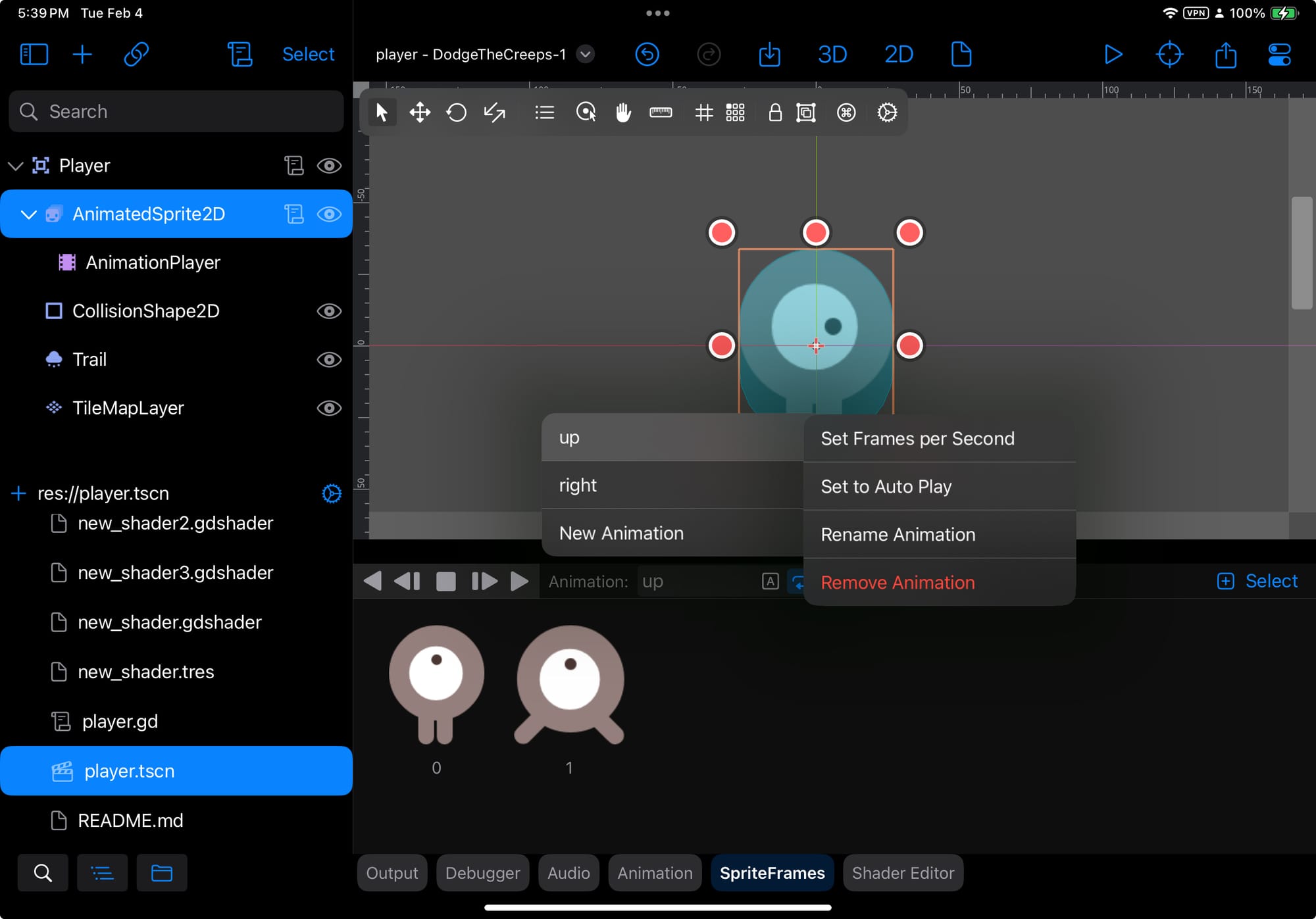 Xogot: Animations Tab